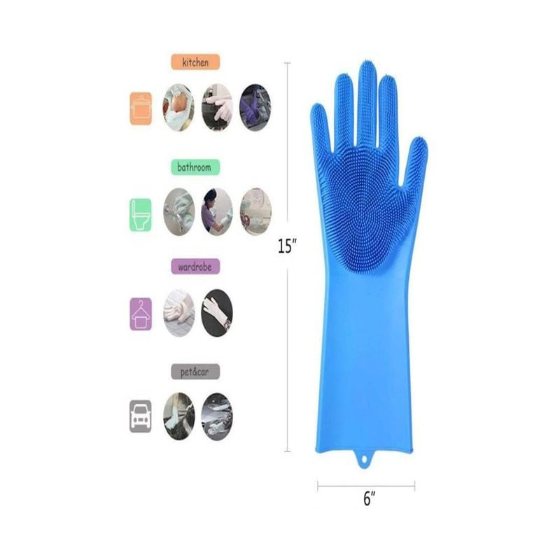 Generic Heat Resistant Silicone Gloves Blue 15x6inch