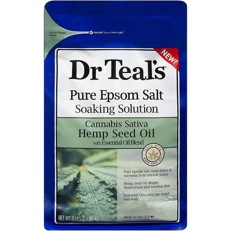 Dr Teals Epsom Bath Salt Cannabis Sativa Hemp Seed Oil, 1.36 Kg