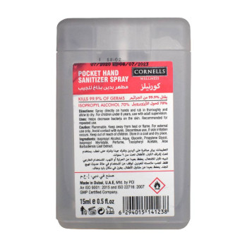 Cornell S Pocket Hand Sanitizer Spray 15 ML