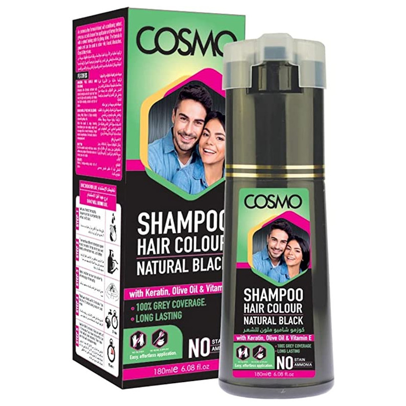 Cosmo Shampoo Hair Colour Black, 180ml