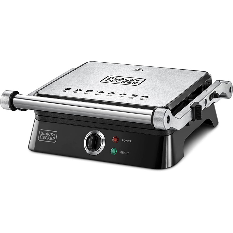 Black Decker 1400W Contact Grill With Full Flat Grill For Barbecue CG1400 B5 2 Years Brand Warranty