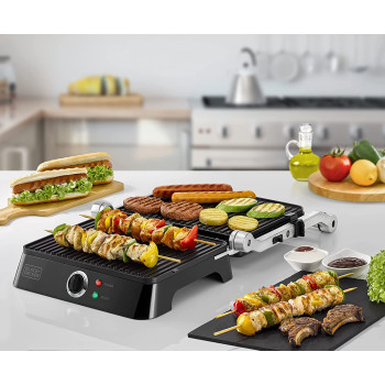 Black Decker 1400W Contact Grill With Full Flat Grill For Barbecue CG1400 B5 2 Years Brand Warranty