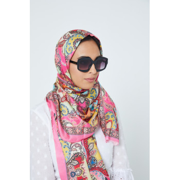 Pink Paisely Print Scarf