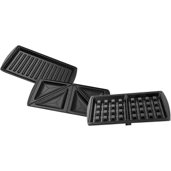 BLACK DECKER 3 in 1 Sandwich and Waffle Maker 750W Black Silver TS2090 B5