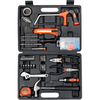 BLACK DECKER 108 Pieces Hand Tool Kitfor Home & Office Orange Black BMT108C