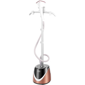 Black Decker Garment Steamer with Single Adjustable Pole & Hanger, 1600 W, 5 Stage, 1.7 L, Auto Shut Off, Rose Gold Black GST1600 B5, 2 Years Warranty