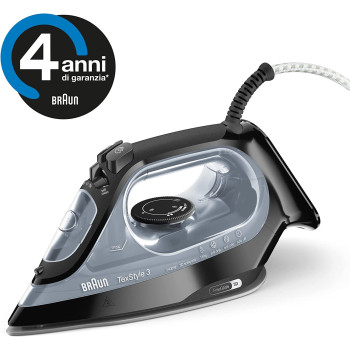 Braun TeXStyle Steam Iron, Black, Si 3055 Bk. Min 1 year manufacturer warranty