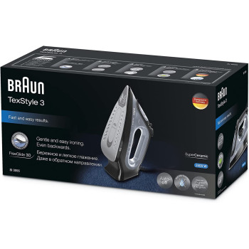 Braun TeXStyle Steam Iron, Black, Si 3055 Bk. Min 1 year manufacturer warranty
