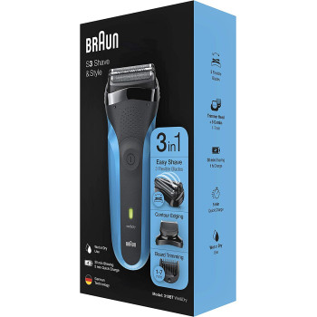 Braun Shaver 310Bt,Series 3 Shave And Style Rechargeable Wet And Dry Electric Shaver, Blueblack