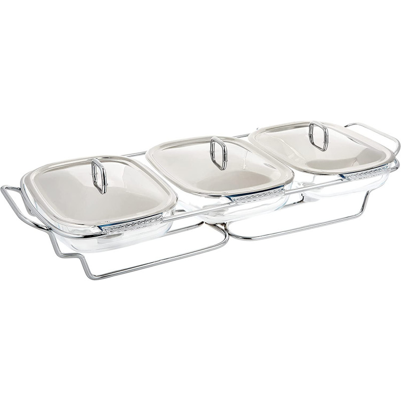 Chef Inox Food Warmer, K570, Silver Clear, Glass Stainless Steel