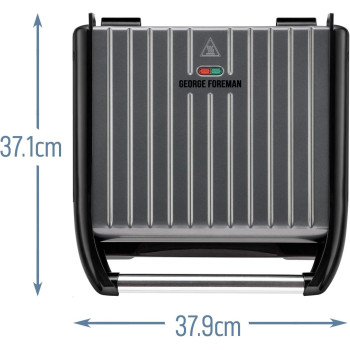 George Foreman Electric Indoor Grill Large, For Home & Office Use, Stainless Steel Family Grill, Grey Color 1850W