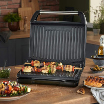 George Foreman Electric Indoor Grill Large, For Home & Office Use, Stainless Steel Family Grill, Grey Color 1850W
