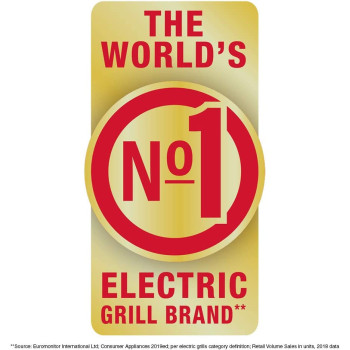 George Foreman Electric Indoor Grill Large For Home & Office Use, Stainless Steel Family Grill, Red Color