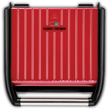 George Foreman Electric Indoor Grill Large For Home & Office Use, Stainless Steel Family Grill, Red Color