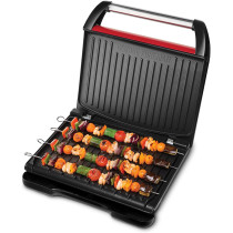 George Foreman Electric Indoor Grill Large For Home & Office Use, Stainless Steel Family Grill, Red Color