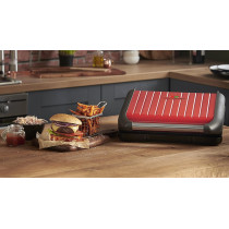 George Foreman Electric Indoor Grill Large For Home & Office Use, Stainless Steel Family Grill, Red Color