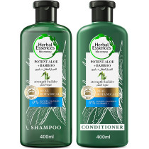 Herbal Essences Sulfate Free Potent Aloe Bamboo Shampoo & Conditioner For Dry Hair And Frizzy Hair, 400 ml