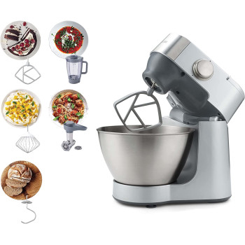 KENWOOD Stand Mixer Kitchen Machine PROSPERO 900W with 4.3L Stainless Steel Bowl, K Beater, Whisk, Dough Hook, Blender, Meat Grinder KM281SI Silver