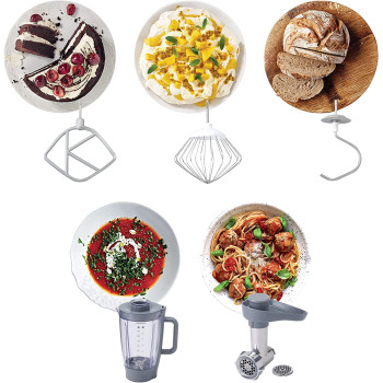 KENWOOD Stand Mixer Kitchen Machine PROSPERO 900W with 4.3L Stainless Steel Bowl, K Beater, Whisk, Dough Hook, Blender, Meat Grinder KM281SI Silver