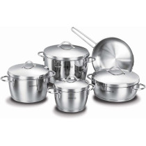 Korkmaz Luna 9 Piece High End Stainless Steel Induction Ready Cookware Set with Tri Ply Encapsulated Base
