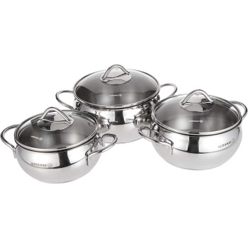 Korkmaz Stainless Steel Tombik Cookware Set, 6 Pieces Multi Color