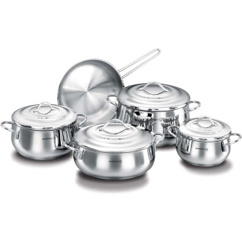 Korkmaz Gala 9Pc Cookware Set, silver, A1058