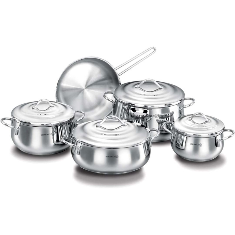 Korkmaz Gala 9Pc Cookware Set, silver, A1058