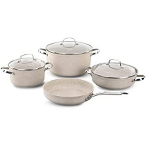 Korkmaz Granita 7Pc Cookware Set, Beige & Silver, A1272