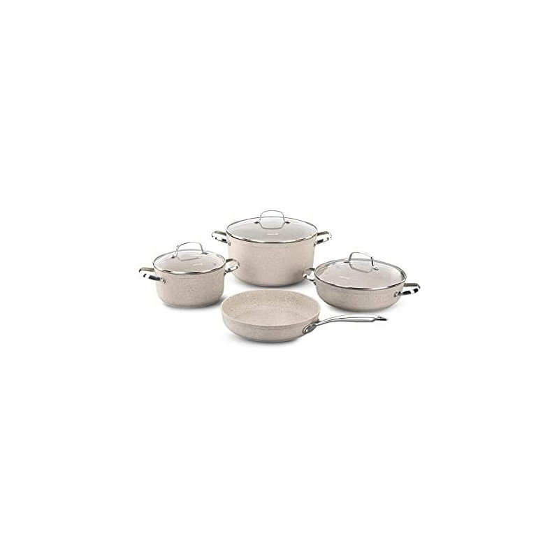 Korkmaz Granita 7Pc Cookware Set, Beige & Silver, A1272