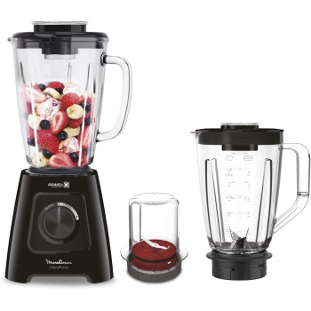 Moulinex Blendforce 2, Plastic And Glass Jar Grinder Accessory, 600W, Black, Lm42R827 Min 1 year manufacturer warranty