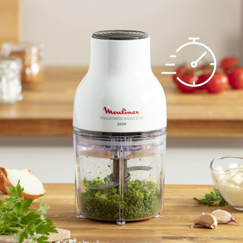 Moulinex Multimoulinette Essential 400 ML Chopper, 300 Watts, White, Plastic, Dj520127 Min 1 year manufacturer warranty
