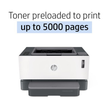 HP Neverstop Laser 1000W Wireless Print Speed up to 21 Page Per Minute Toner preloaded to print up to 5000 pages White 4RY23A